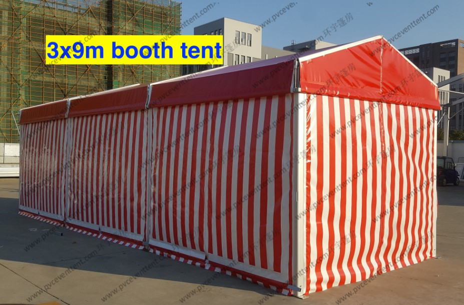 Tear Resistant Outdoor Exhibition Tents 3 x 9m Red And White Glass Solid Wall Strong